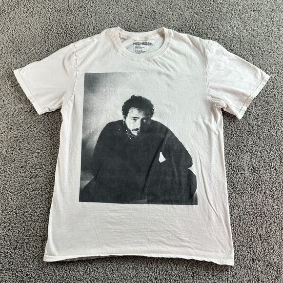 Post Malone Shirt Mens Medium Beige 2019 Runaway Tour Short Sleeve Rap Musi - Picture 1 of 11
